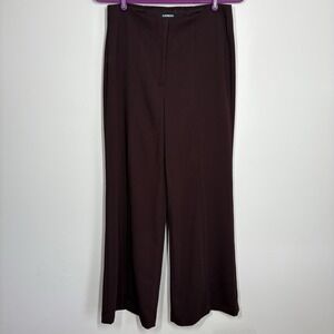 Express Womens Wide Leg High Rise Trouser Career Pants Size 4R Burgundy Office
